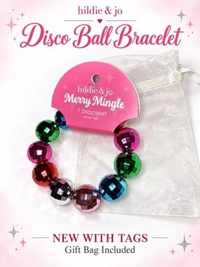 Hildie & Jo Merry Mingle Disco Ball Beaded Bracelet Multicolor NWT Gift Bag